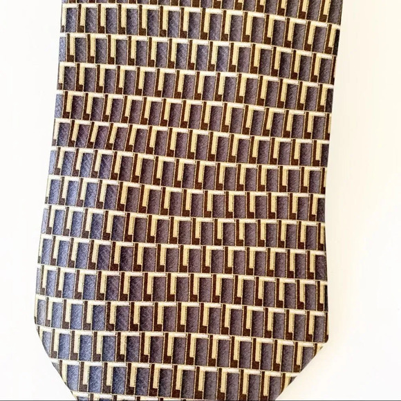 Umberto Bossi Milano All Silk Geo Print Men’s Tie Eclectic Grandpa Workwear Prom - Picture 4 of 6